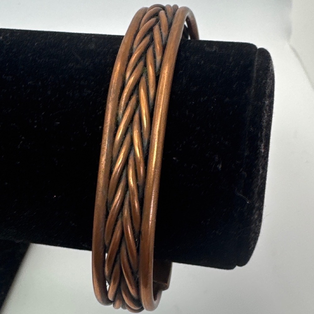 Vintage Braided Copper Cuff Bracelet Woven Metal‎ Artisan Boho Bangle